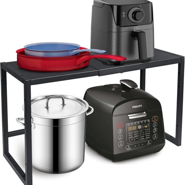 Expandable Metal Storage Shelves, 110LBS Heavy Duty Shelving Units and Storage For Pots Pans Small Appliances, Adjustable Metal Storage Shelf Rack For Kitchen Cabinets Closet Pantry Warehouse Garage